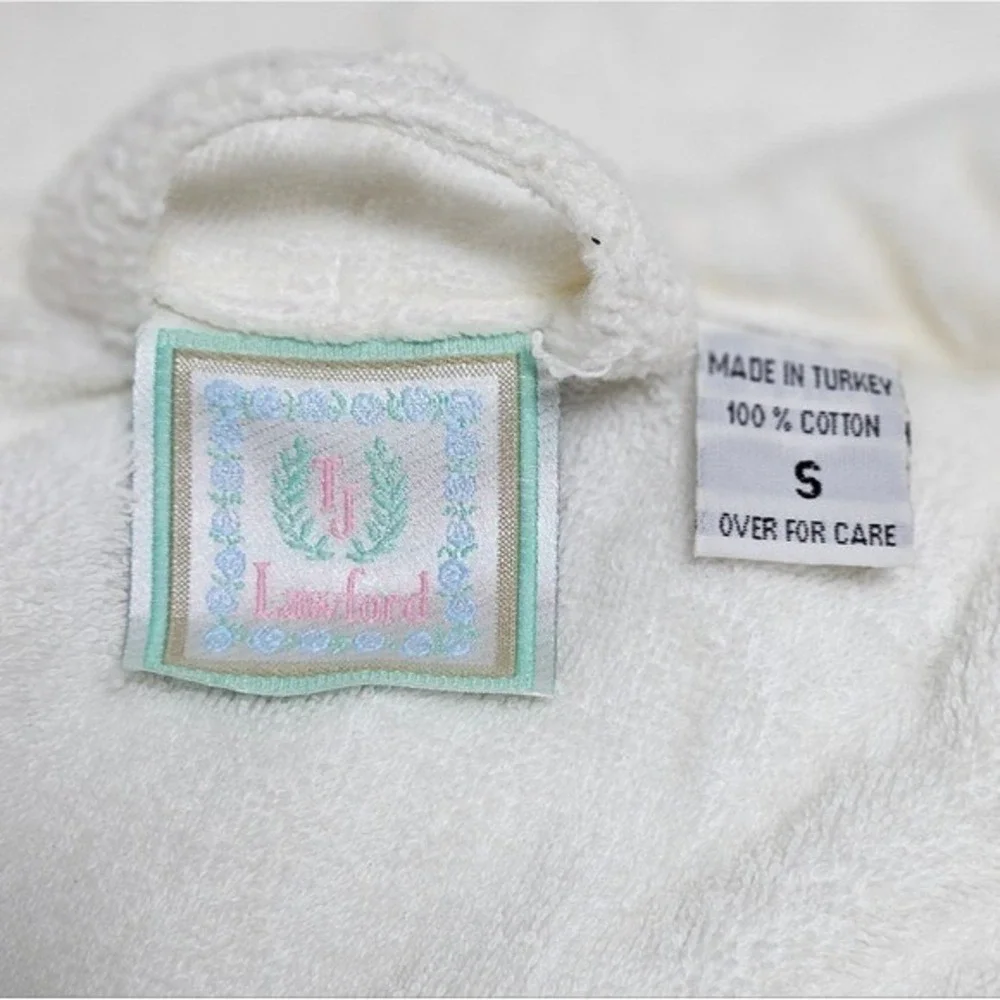 VTG TJ Lawford Women Turkish Towel Spa Bath Robe 100% Cotton Chunky Long Cream S